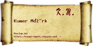 Kumer Márk névjegykártya
